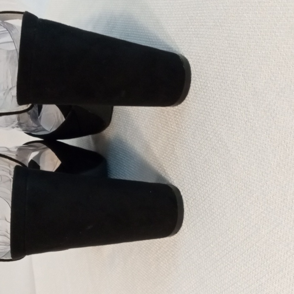 Anne Klein Lalima Black Suede Platform Block Heel Sandals 9M - Picture 16 of 16